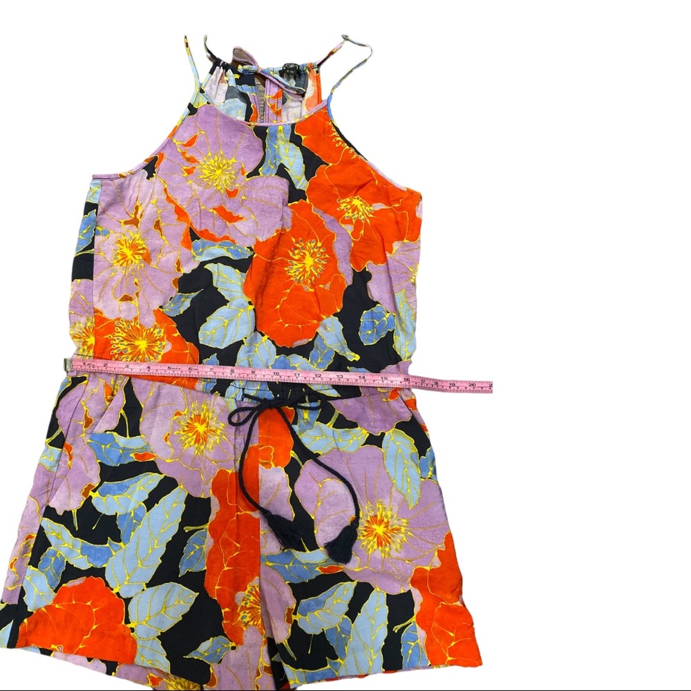 Ann Taylor LOFT Floral Short ROMPER with Tassel SMALL - Picture 2 of 7